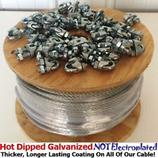 Steel Aircraft Cable Wire Rope Hot Dipped Steel Galvanized Cable w/ Cable Clamps picture
