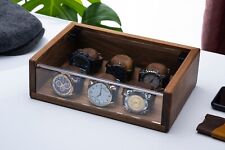 Custom Handmade Walnut Watch Holder, Personalized  Watch Case with 6 Holders picture