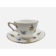 VINTAGE Crown Staffordshire Tea Cup & Saucer Rose Pansy Flowers Fine Bone China picture