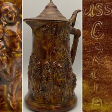 Atlantic Mold Signed USS Garcia Hand Decorated Brown Beer Stein A188 c1960s USA picture