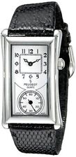 Peugeot Men's 2038S Vintage Contoured Dial Black Leather Doctors Silver Watch  picture