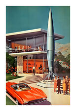 1960s Mid Century Modern Atomic Age Art Print 8ps picture