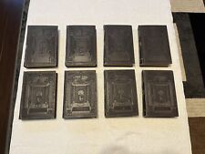 Antique 1927 Times Encyclopedia And Gazetteer Complete Set Of 8 Embossed Covers  picture