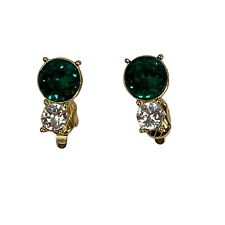 Trifari Vintage Signed Clip On Earrings Glitz Bling Sparkle Accent Rhinestone picture