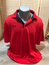 Under Armour Golf Short Sleeve SS Men's Polo Shirt Red XL Loose Wells Fargo H2 picture