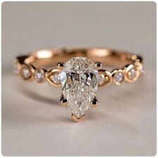 2.40 TCW Pear DEF Moissanite Solitaire Engagement Ring In 14k Solid Rose Gold picture