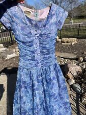 VINTAGE 1950’s A Winnie Marsh Fashion Blue Fit & Flare Dress, Women’s Small picture
