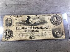 1854 $1-Dollar Currency-Life and General Banknote-121923-0081 picture