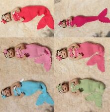 Crochet Baby Mermaid Tail Outfit Set Newborn Baby Photo Prop Baby Shower Gift picture
