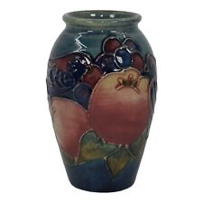 Moorcroft Art Pottery 1991 Blue Finches And Fruit Ceramic Cabinet Vase (Signed) picture