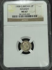 G.BRITAIN 1908 2 PENCE MS67 NGC / MAUNDY / ONLY 2 GRADE HIGHER picture