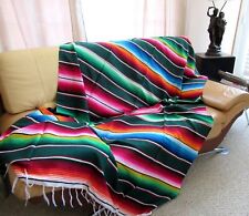 MEXICAN SARAPE SERAPE SALTILLO WOVEN COLORFUL BLANKET 84X59 XLARGE- FROM MEXICO picture