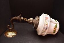 VTG Colonial White Glass Painted Scene Pendant Light Hanging Sconce NeoClassical picture