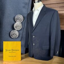 Hickey Freeman Traveler Blazer Mens 42S Navy Silver Buttons Wool Lindsey picture