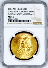 1904 HK-304 SO-CALLED DOLLAR LOUISIANA PURCHASE EXPO OFFICIAL MEDAL NGC MS 66 picture