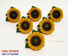 6Pcs Sunflower Vintage Kitchen Resin Cabinet Knobs Drawer Pull Cupboards Handles picture