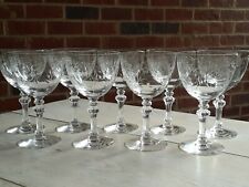 Great ANTIQUE Vtg Set of 9 TIFFIN CUT Crystal MADIERA Pattern WINE GLASSES Glass picture