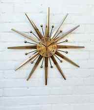 Gold Atomic Clock Starburst Wall Clock George Nelson Style Handmade 70s Sunburst picture