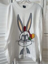 Vintage 1997 Warner Bros Men’s Bugs Bunny Santa White Long Sleeve Shirt X-Large picture