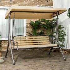 Outsunny 3-Seat Porch Swing with Canopy Outdoor Swing w/ Cushion picture