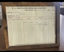 Centlivre Beer Business Receipt 1919 Pre-prohibition Fort Wayne IN Serial # Real picture