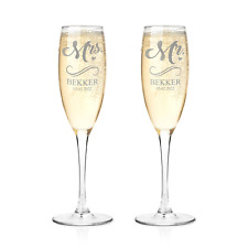 Custom Champagne Glasses Set of 2 - Engraved Wedding Champagne Toasting Flutes picture