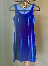 Vintage Cobalt Blue Velvet Mini Dress Royal Blue Party Rave Y2k 90s Stretchy picture