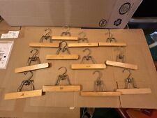 Lot of 12 Vintage Mixed Wooden Clamp Pants Skirt Hangers picture