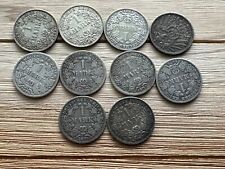 Lot of 10 Germany 1 Mark Coins 90% Silver 1874-19 - PICTURED RECEIVED #XX102 picture