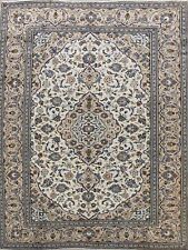 Vintage Floral 8x11 Kashaan Area Rug Traditional Handmade Wool Ivory Carpet picture