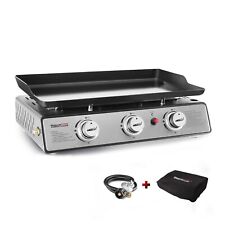 Royal Gourmet 3-Burner Tabletop Griddle with Cover Portable Propane Gas Grill picture