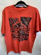 VTG 1980s Adidas Single Stitch Graphic T Shirt Mens Large Red Black 3 Stripe picture