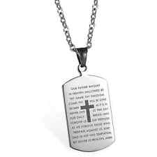Lord's Prayer Stainless Steel Armor of God Christian Scripture Military Dog Tag picture