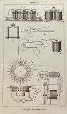 Antique 1852 French Print Electromagnetic Telegraph Machinery Alphabet picture