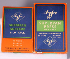 TWO  1946 VINTAGE UNOPENED AGFA SUPERPAN FILM PACK 8X10.5 cm, 9X12cm picture
