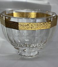 Moser Vela Bowl 24K Gilded Gold Band Crystal Bowl 5“H 6.25“W  Production #506 picture