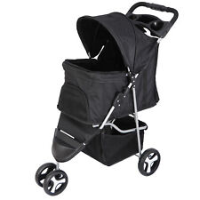 Dog Stroller Pet Travel Carriage 3 Wheeler w/Foldable Carrier Cart W/Cup Holder picture