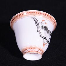 2.5'' Antique qing dynasty yongzheng mark Porcelain famille rose flower bird cup picture