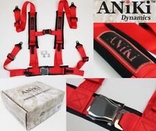 2X ANIKI RED 4 POINT AIRCRAFT BUCKLE RACING SEAT BELT HARNESS ULTRA SHOULDER PAD picture