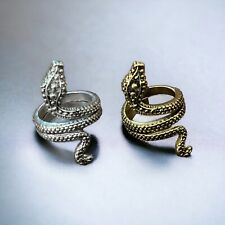 2 Vintage Silver Tone Gold Tone Wrap Around Snake Ring Fits 6.5-9 picture
