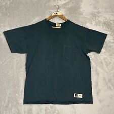 Y2K Dark Teal Green L Russel T SHIRT Faded Grunge picture