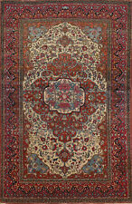 Pre-1900 Vegetable Dye Traditional Antique Rug 4x7 Hand-knotted Wool Carpet picture