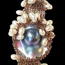 Stunning Pearl Bracelet OOAK  Pearls Glass Beads  Boho Ocean Beach Mermaidcore  picture