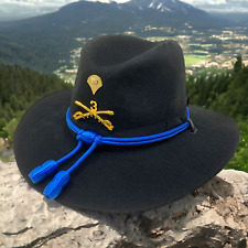John B. Stetson Cavalry Black Wool Hat Sz 7 Royal Blue Cords Acorns + Hard Case picture