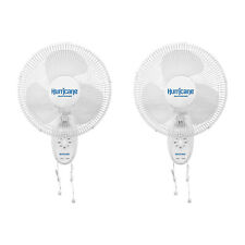 Hurricane Supreme 12 Inch 90 Degree Oscillating 3 Speed Wall Fan, White (2 Pack) picture