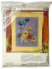 Vintage Vogart Crafts Crewel Creative Stitchers Kit 874A Golden Floral 9”x12” picture