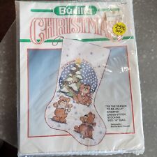 Bucilla Counted Cross Stitch Stocking Kit 82527 Tis the Season to be Jolly Bears picture