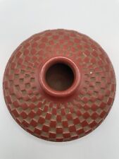 Nicaraguan Art Pottery Vase Geometric Design Orange Brown Vtg Folk Art Nicaragua picture