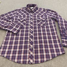 Wrangler Western Shirt Mens Large Plaid Long Sleeve Pearl Snap Cowboy Rancher picture