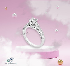 1.85ct Princess Real Moissanite 14k White Gold Plated Engagement Ring For Women picture